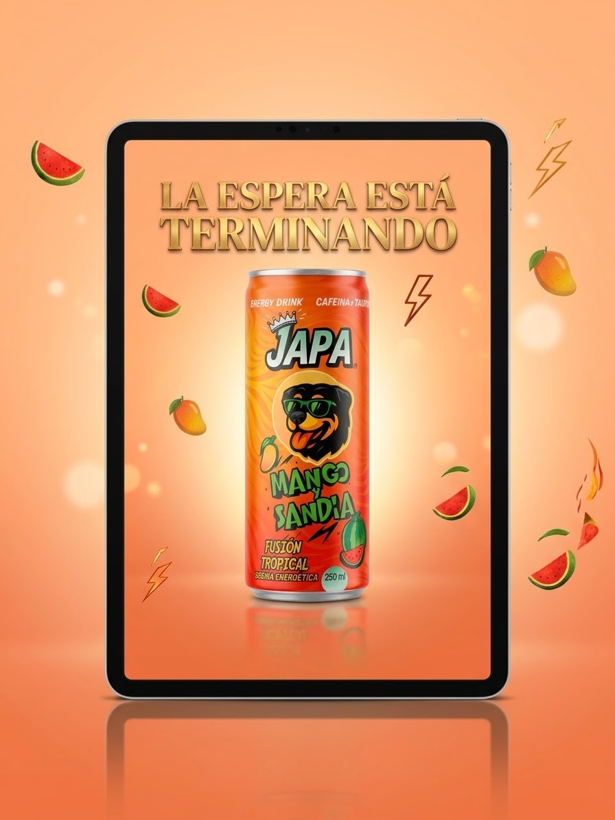 Teaser JAPA Energy Drink en redes sociales